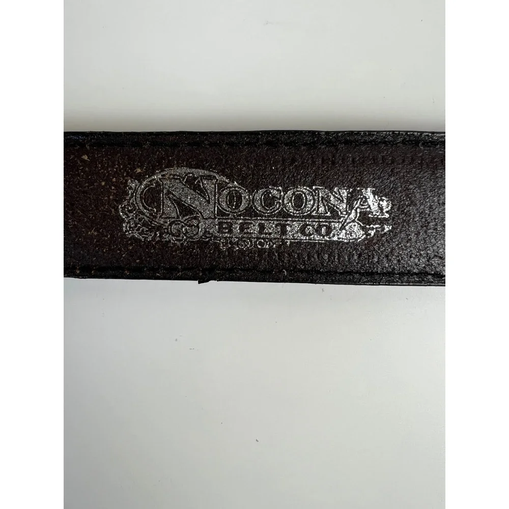 Nocona Kids Western Leather Belt Size 20 Brown Black Tooled Concho Rodeo 4411202